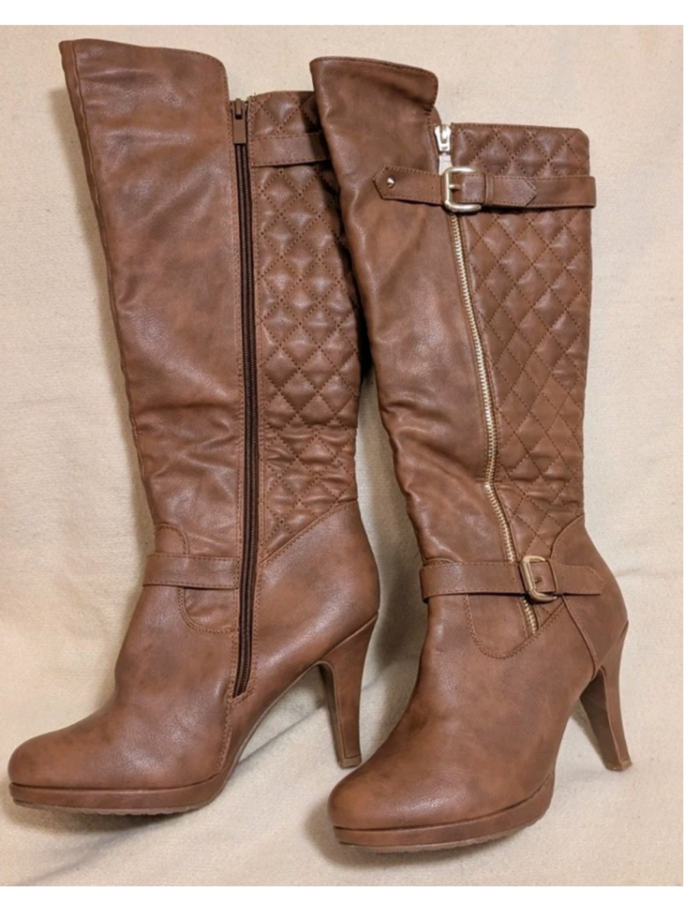 Top Moda Size 9 Women's Knee High Brown Stiletto Heeled Boots B112 - Picture 2 of 7